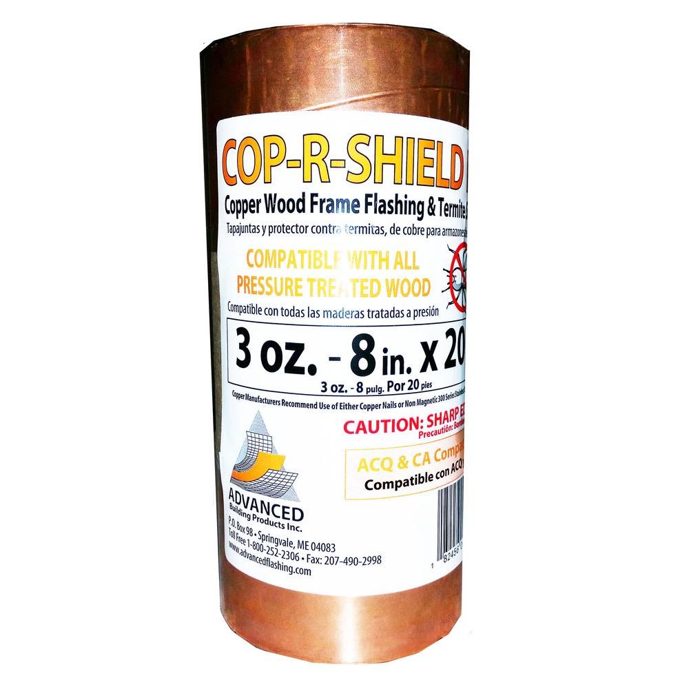 8 in. x 20 ft. Cop-R-Shield Copper Wood Frame Flat Shingle Flashing and Termite Shield