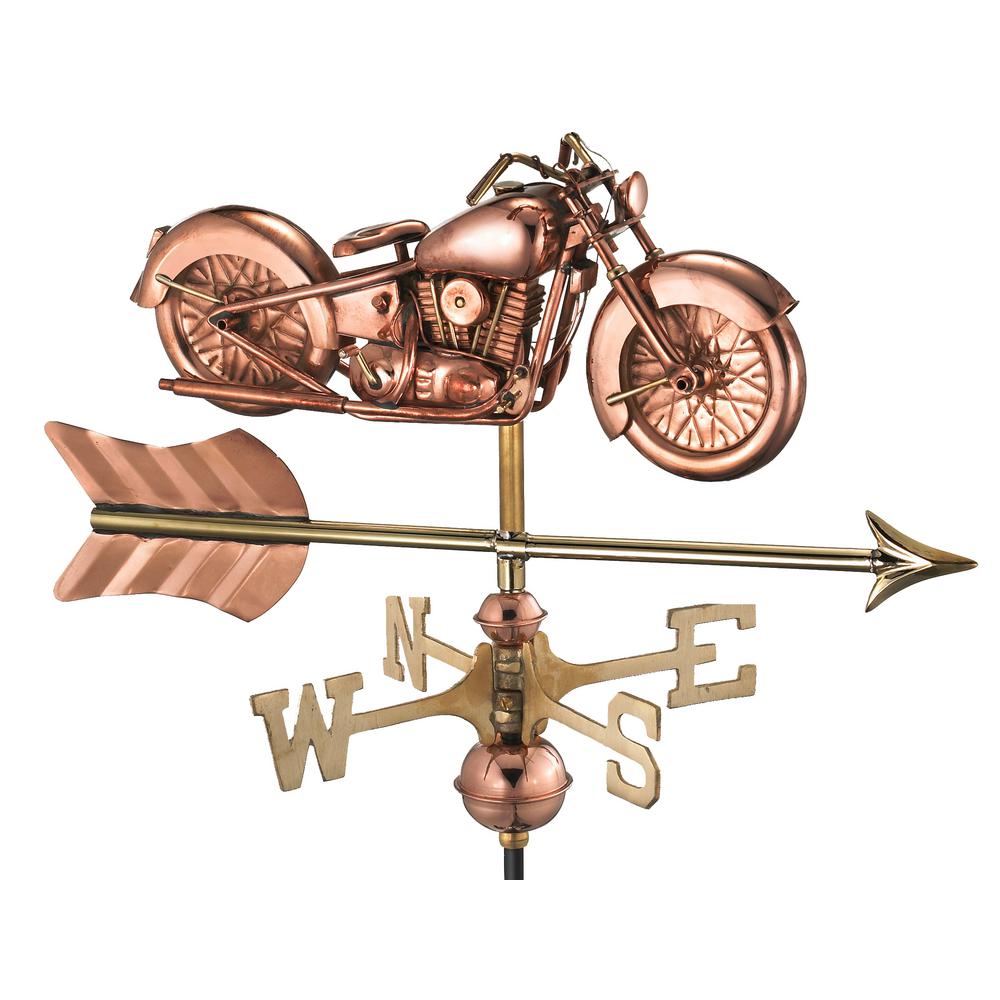 Motorcycle with Arrow Garden Weathervane-Pure Copper with Garden Pole