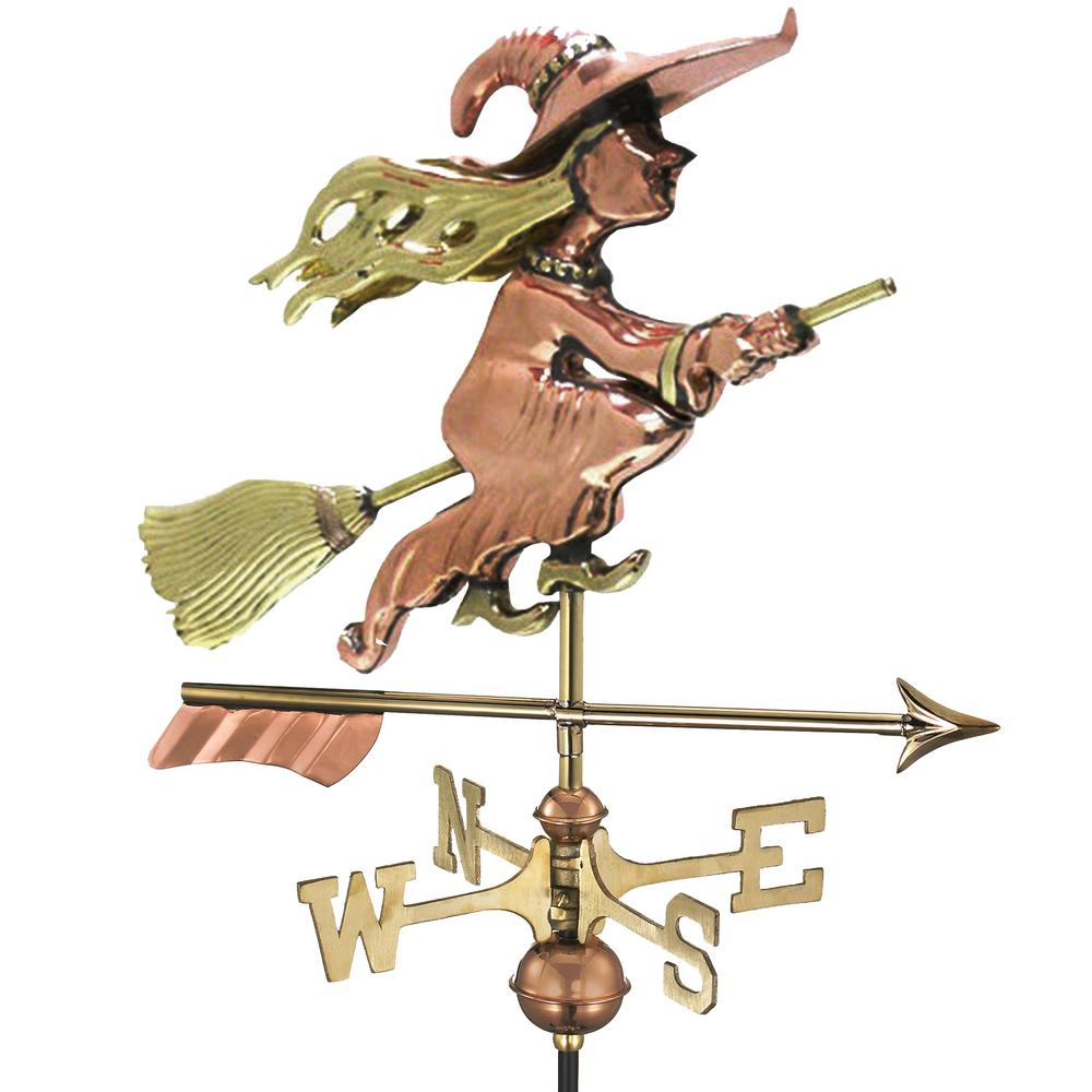 Witch with Arrow Cottage Weathervane-Pure Copper with Roof Mount